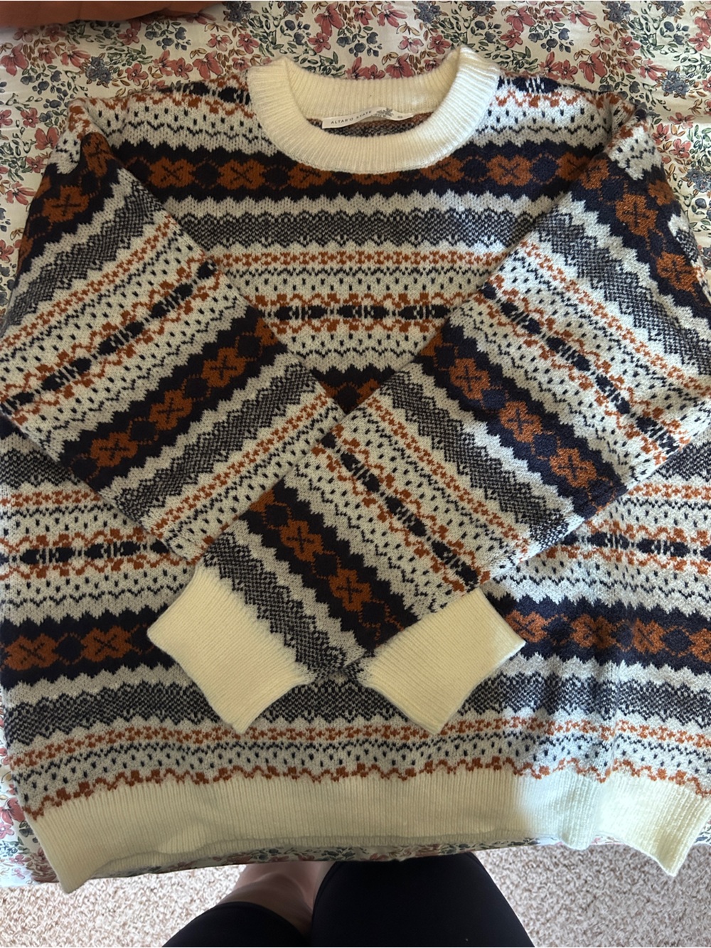 Altar'd State Cream, Navy & Brown Fair Isle Sweater